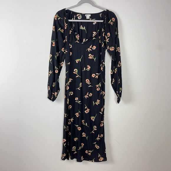 Billabong Black Floral Sweet to Me Long Sleeve Midi Dress NWT Size XS - Picture 2 of 10